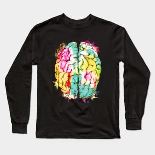 Brain Floral, Mental Health colorfull watercolor Long Sleeve T-Shirt